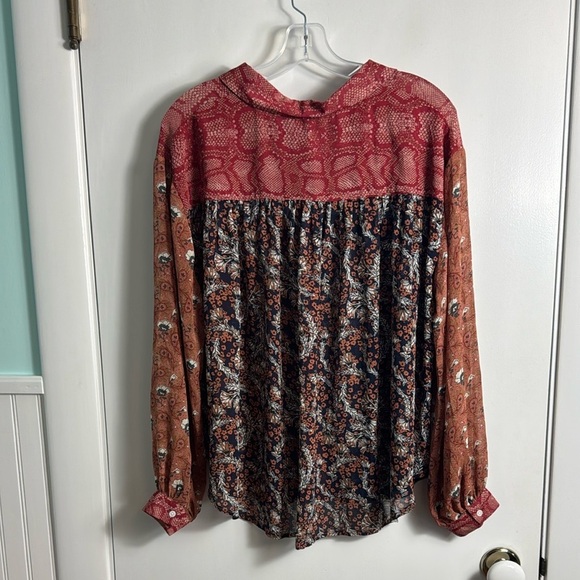 Free People Sheer Button Down Boho Festival Long Sleeve Top Size Medium - Picture 4 of 8